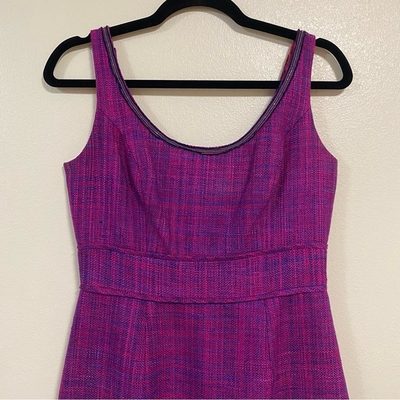 Trina Turk Dress Women’s Size 4 Purple Pink 100% Silk Tweed Dress - Picture 8 of 16
